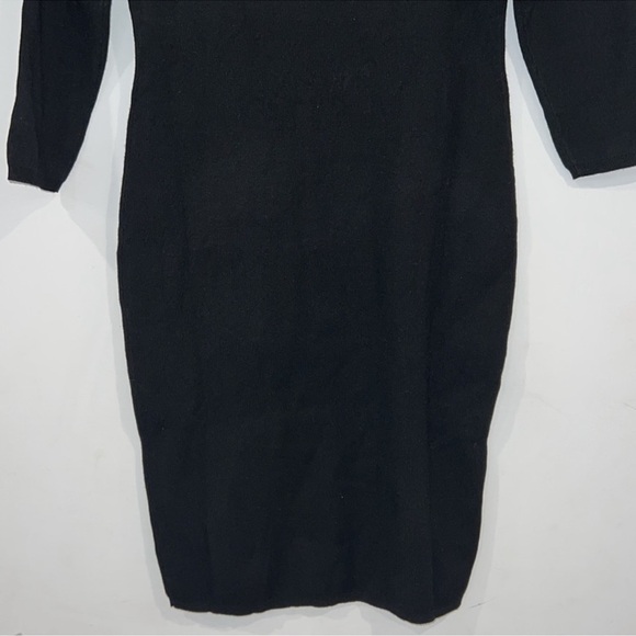 HUDSON North Black Rib Open Neck Form-fitting Midi Dress size Large - Picture 9 of 10